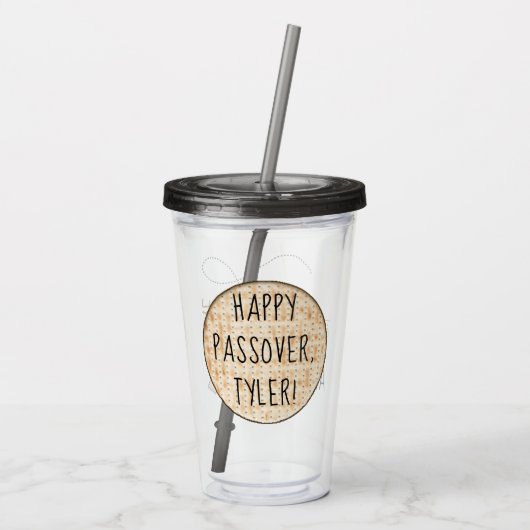 Pascha Acryl Tumbler 16 oz Het is Afikomen Tijd Acryl Drinkbeker (Achterkant)