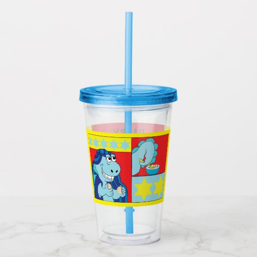 Pascha Acryl Tumbler 16 oz Hongerige Dinosaurus Acryl Drinkbeker (Voorkant)