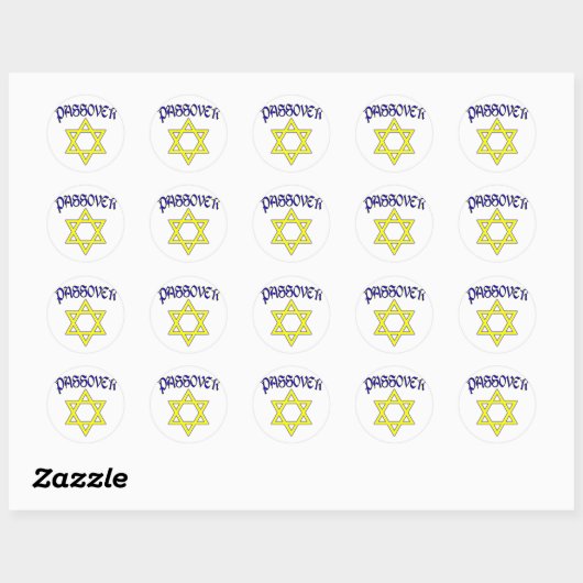 Pascha blauw & goud ronde sticker (Vel)