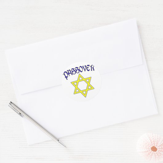 Pascha blauw & goud ronde sticker (Envelop)