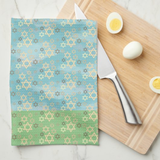 Pascha Blauwe en Groene Ster van David Theedoek (Quarter Fold)