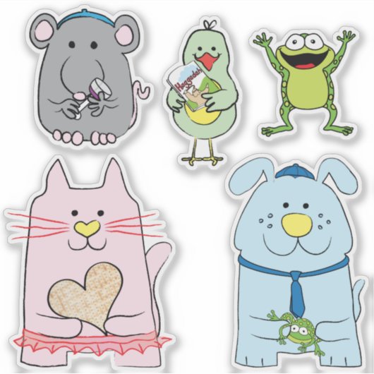 Pascha Cat en Vrienden Custom Shaped Stickers (Voorkant)