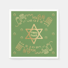 Pascha Cocktail servetten "Gold Jerusalem" Patroon