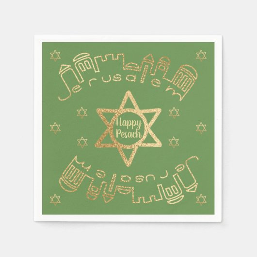 Pascha Cocktail servetten "Gold Jerusalem" Patroon (Voorkant)