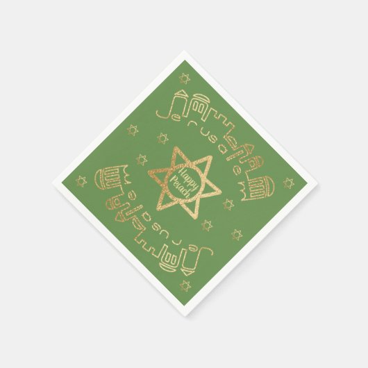 Pascha Cocktail servetten "Gold Jerusalem" Patroon (Hoek)