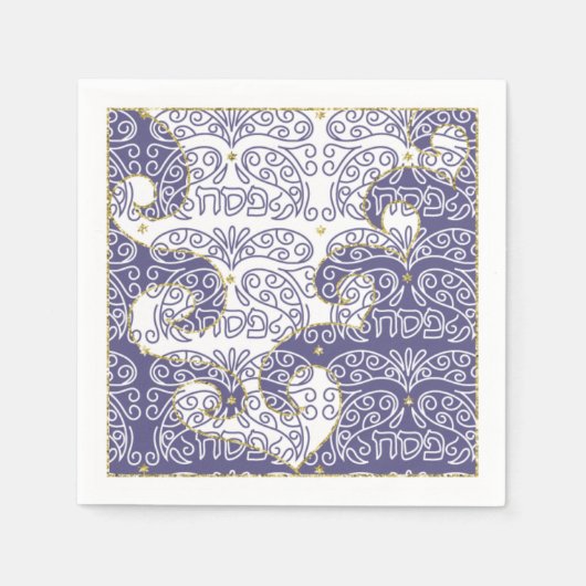 Pascha Cocktail servetten Gold Star/Paarse (Voorkant)