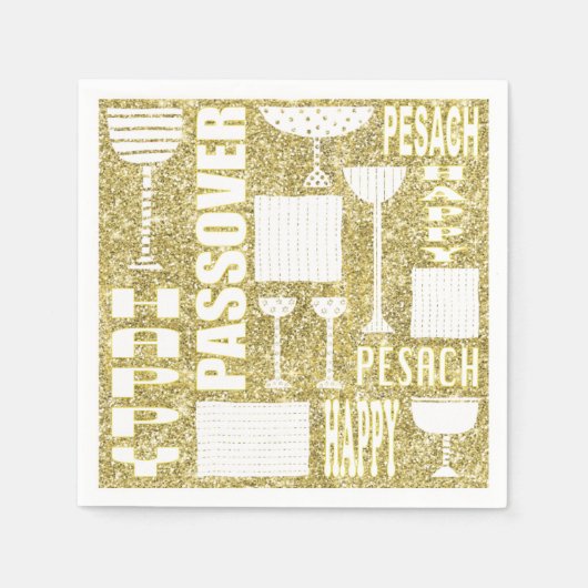 Pascha Cocktail servetten "PASCHA GOLD" patroon (Voorkant)