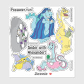 Pascha Dinosaurus Seder Custom Shaped Stickers (Vel)