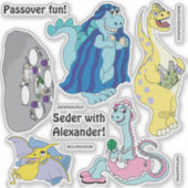 Pascha Dinosaurus Seder Custom Shaped Stickers (Voorkant)