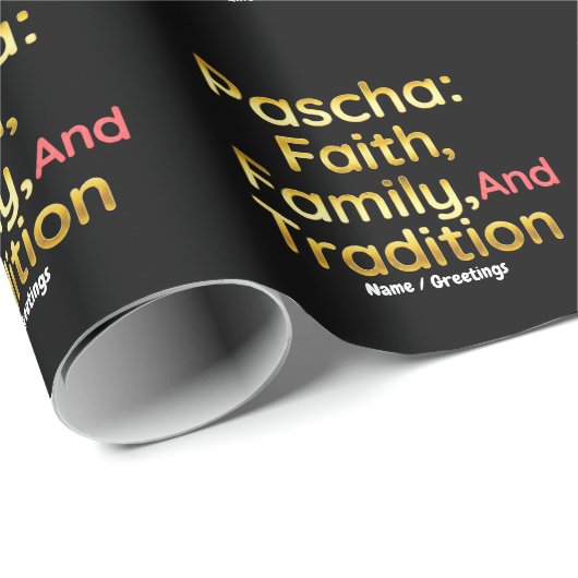 Pascha Faith Family and Tradition Christian Easter Cadeaupapier (Rol Hoek)