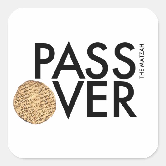 Pascha - PASS de matzah OVER - Seder Pesach Vierkante Sticker (Voorkant)