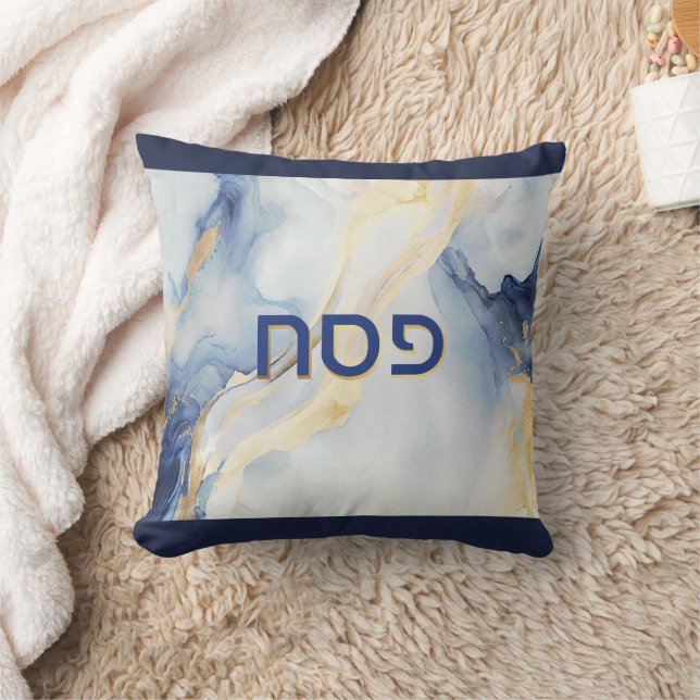 Pascha Seder Blue & Faux Gold Agaat gepersonalisee Kussen (Deken)