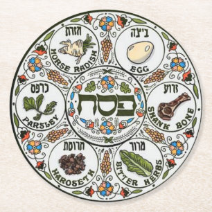 Pascha Seder bord Ronde Kartonnen Onderzetter