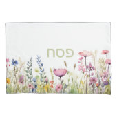 Pascha Seder Wildflower Hebreeuws gepersonaliseerd Kussensloop (Voorkant)