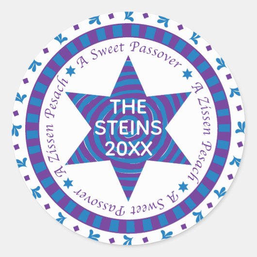 Pascha Sticker Circle "Blue/Paarse Star" (Voorkant)
