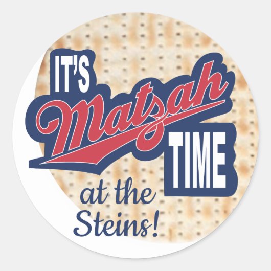 Pascha Sticker rond "Het is Matzah Tijd" (Voorkant)