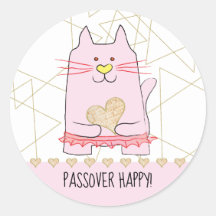 Pascha Sticker Ronde Roze Kat Ballerina