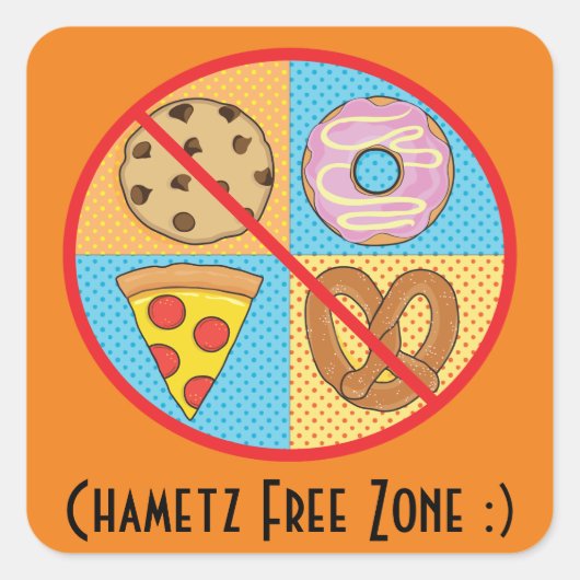 Pascha Sticker Vierkant "Chametz Free Zone" (Voorkant)