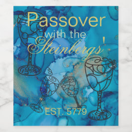 Pascha Wijnfles Label Blue-Golds Design INKS Wijn Etiket