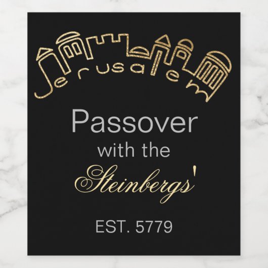Pascha Wijnflesetiket Jerusalem Design Wijn Etiket (Enkel label)