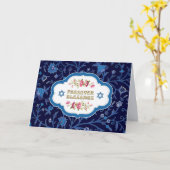 Pascha zegeningen. Blauw bloemmotief Kaart (Gele Bloem)