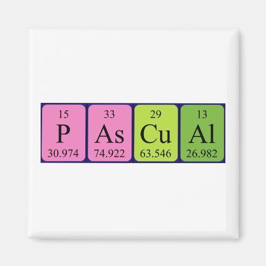 Pascual periodieke lijstnaam magneet (Voorkant)