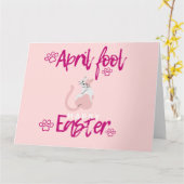 Pasen 1 april Geschenk Kat Ei Paas Funny  Kaart (Gele Bloem)