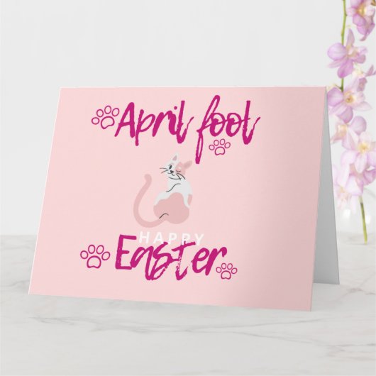 Pasen 1 april grap cadeau kat ei paasgrappig  kaart (Orchidee)
