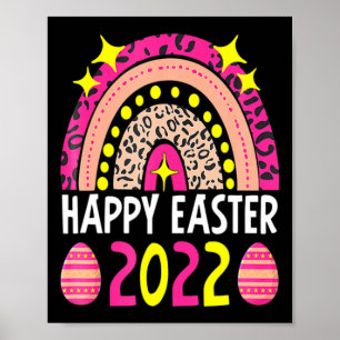Pasen 2022 regenboog schattig gelukkig pasen 2022 poster
