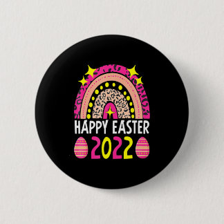 Pasen 2022 regenboog schattig gelukkig pasen 2022  ronde button 5,7 cm