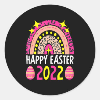 Pasen 2022 regenboog schattig gelukkig pasen 2022  ronde sticker
