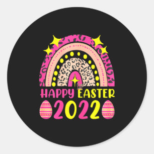 Pasen 2022 regenboog t schattig gelukkig pasen 202 ronde sticker