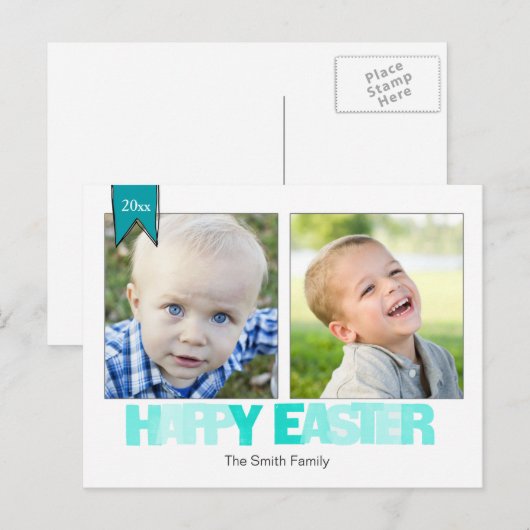 Pasen 2 fotobriefkaarten feestdagenkaart (Voorkant / Achterkant)