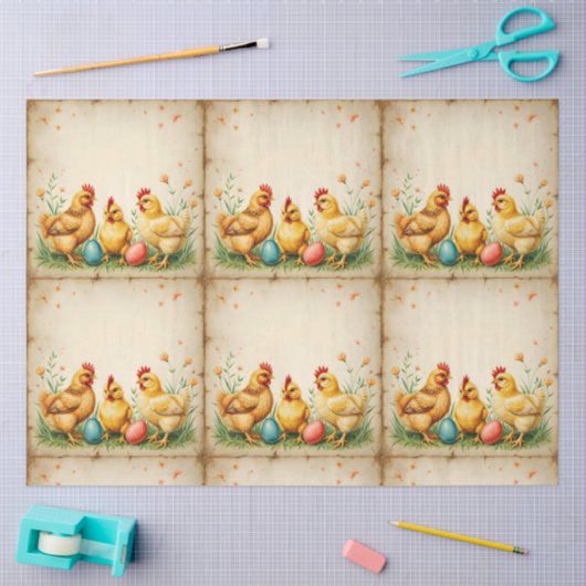  Pasen 3 Little Chicken Holiday Collectie Tissuepapier (Craft)