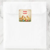 Pasen 3 Little Chicken Holiday Collectie Vierkante Sticker (Tas)