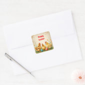 Pasen 3 Little Chicken Holiday Collectie Vierkante Sticker (Envelop)