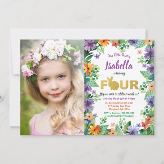 Pasen 4e verjaardagsfeest foto uitnodiging (Voorkant)