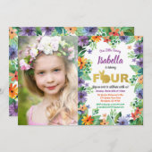 Pasen 4e verjaardagsfeest foto uitnodiging (Voorkant / Achterkant)