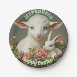  Pasen Aangepaste Personaliseer Lam & Bunny Papieren Bordje