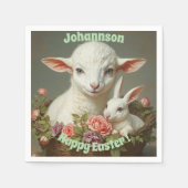  Pasen Aangepaste Personaliseer Lam & Bunny Servet (Voorkant)