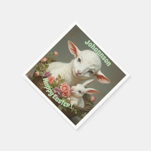  Pasen Aangepaste Personaliseer Lam & Bunny Servet (Hoek)
