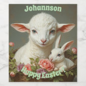  Pasen Aangepaste Personaliseer Lam & Bunny Wijn Etiket (Enkel label)