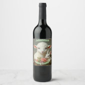 Pasen Aangepaste Personaliseer Lam & Bunny Wijn Etiket (Voorkant)