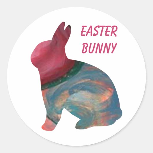 Pasen Abstracte Art Bunny-Stickers van Janz Ronde Sticker (Voorkant)