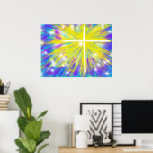 Pasen abstracte verrijzeniskruis poster (Thuiskantoor)