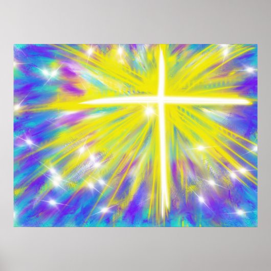 Pasen abstracte verrijzeniskruis poster (Voorkant)