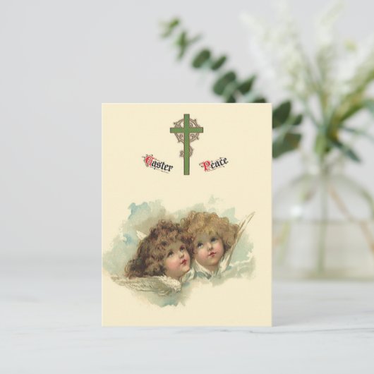  Pasen, Angelic Angels Clouds in de hemel Feestdagenkaart (Staand voorkant)