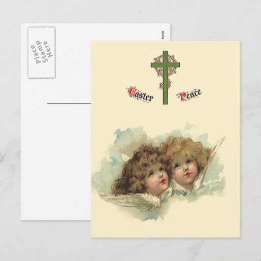  Pasen, Angelic Angels Clouds in de hemel Feestdagenkaart (Voorkant / Achterkant)