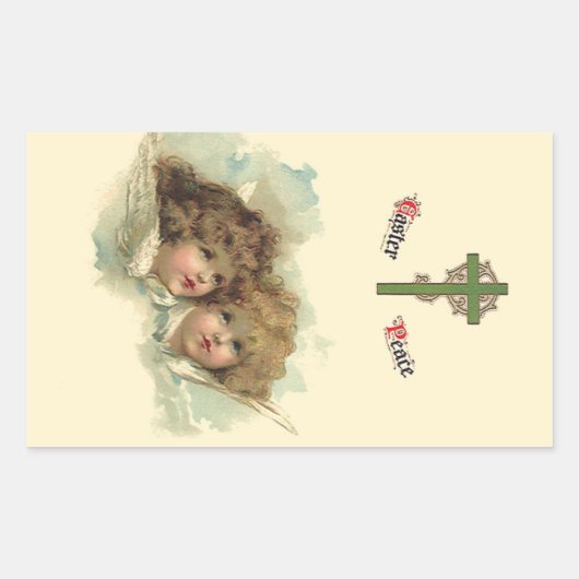  Pasen, Angelic Angels Clouds in de hemel Rechthoekige Sticker (Voorkant)