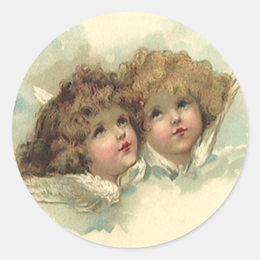 Pasen, Angelic Angels Clouds in de hemel Ronde Sticker (Voorkant)